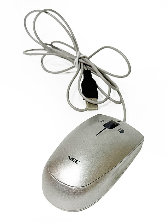 NEC USB光学式マウス 有線 3ボタン ケーブル長約180cm シルバー MSU1218 動作品