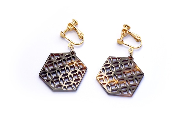 亀甲型イヤリング／ピアス（七宝）