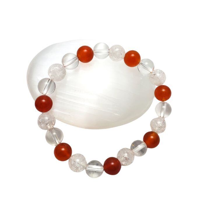 パワーストーン 天然石 恋のチャンスを増やすといわれる パワーストーン ブレスレット オレンジカーネリアン クリスタル レインボークォーツ 水晶 7月 誕生石 レディース プレゼント メール便 送料無料 占い師が選んだ開運ブレス ラッピング対応 アクセサリー