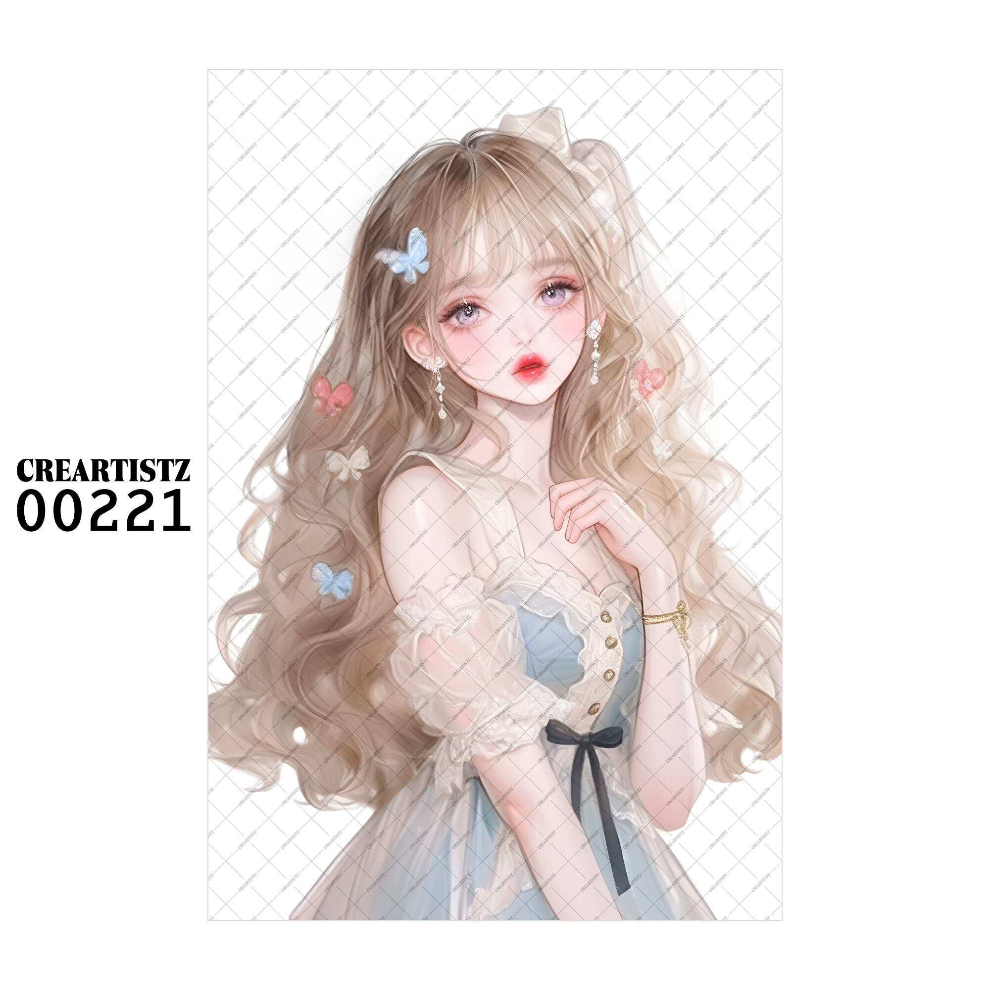 00221 ガール キュート オリジナル ペーパー/ステッカー 4枚セット CREARTISTZ