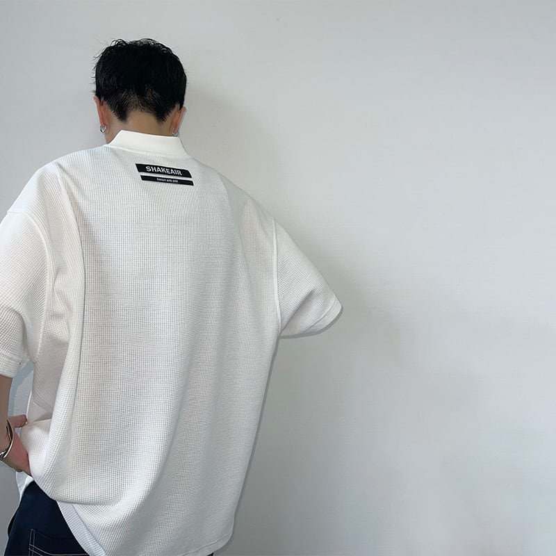 dannyandzee定番ワッフルハーフジップ半袖シャツ | mblueshop
