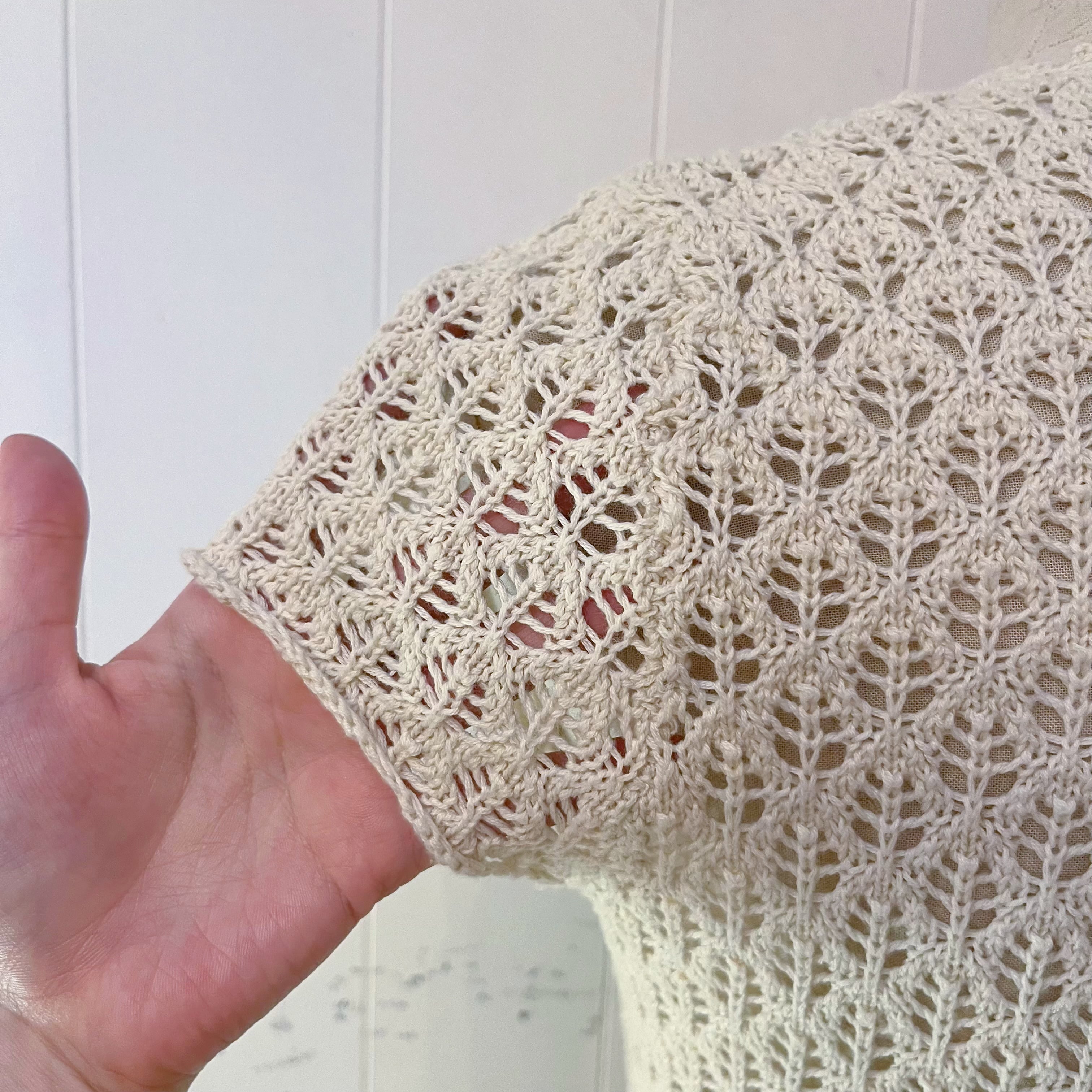 flower motif crochet knit cardigan