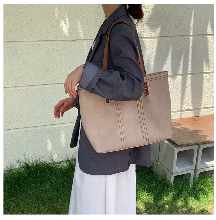 A4対応 合皮トートバッグ ステッチデザイン 00008