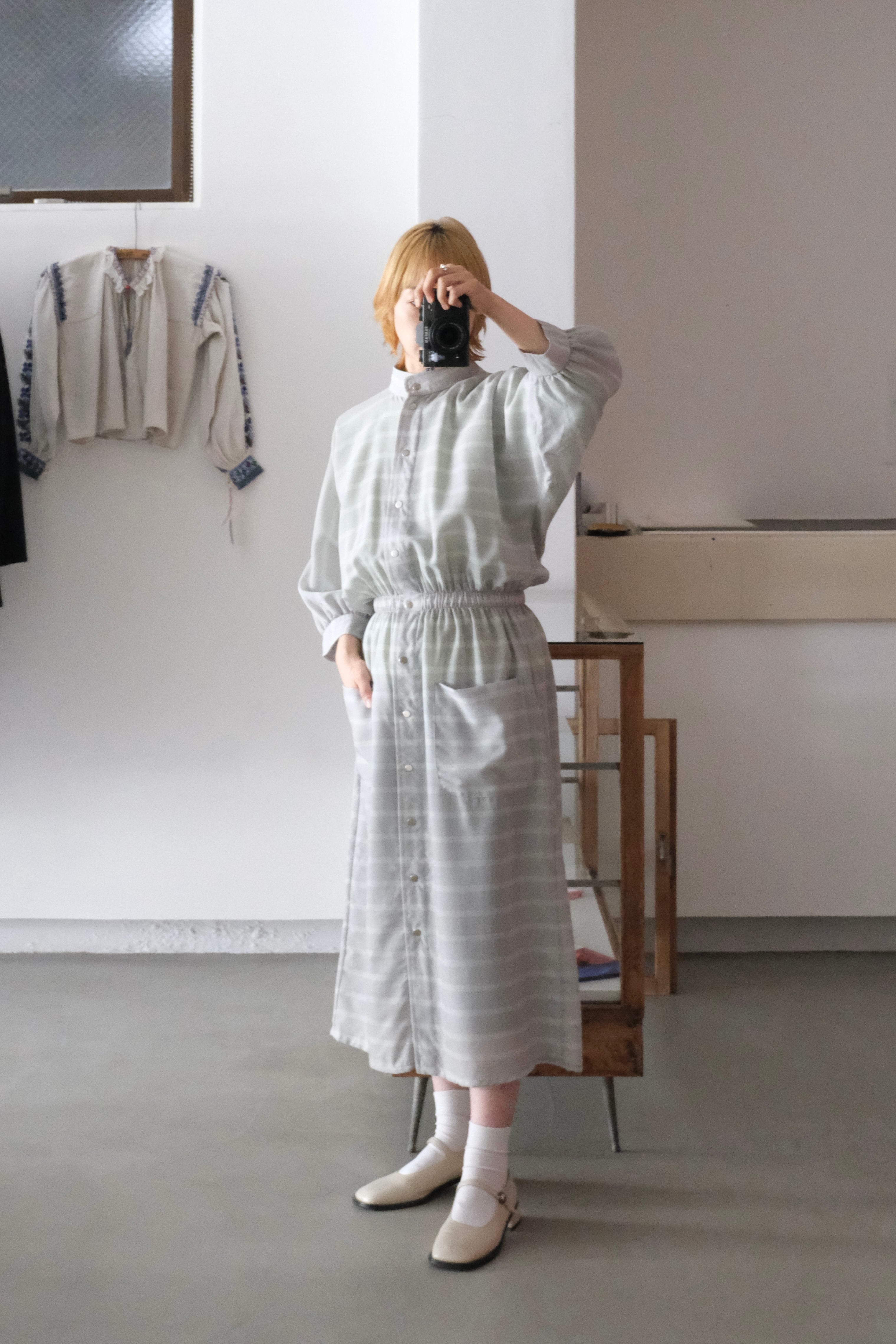 【美品】Vuokko grey color palette dress Vuokko icy grey dolman dress | QUARTER PAST FIVE
