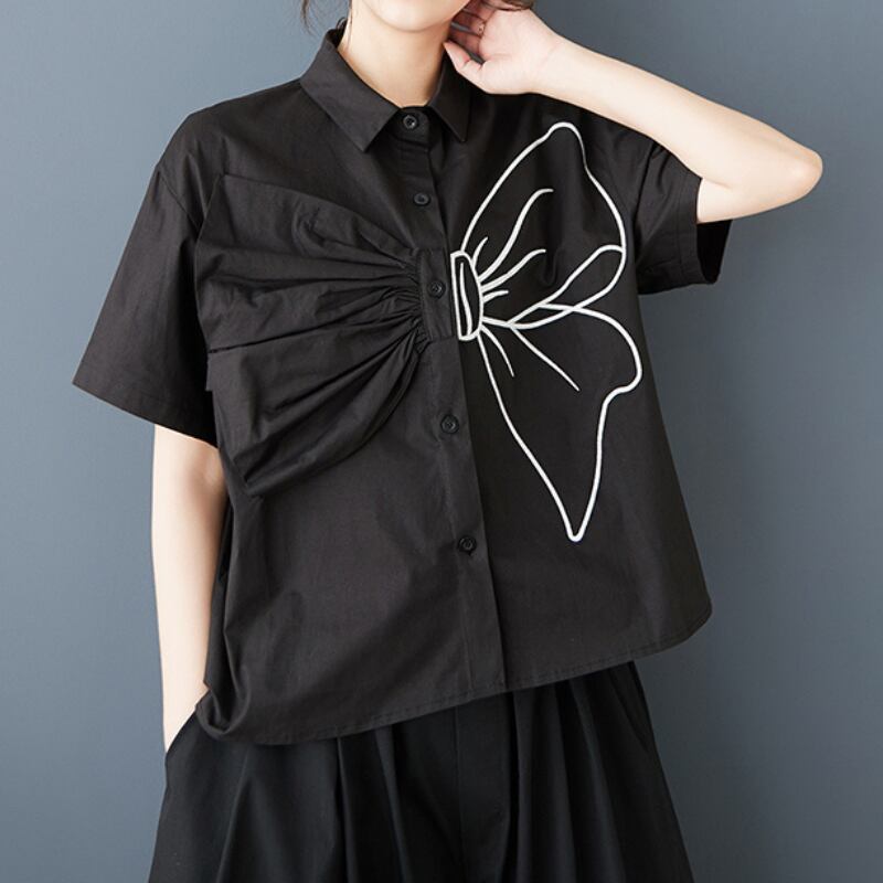 リボンプリントシャツ11048