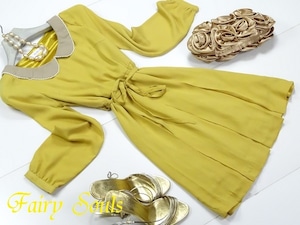 ★送料無料★9号（M)☆裏地とろみプリ－ツワンピ－ス[OPN5137]