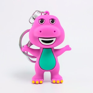 【 Barney & Friends( バーニー&フレンズ ) 】 『 Barney 』3D Rubber KeyHolder / ラバーキーホルダー / フィギュアキーホルダー〚アメリカン雑貨 アメトイ〛