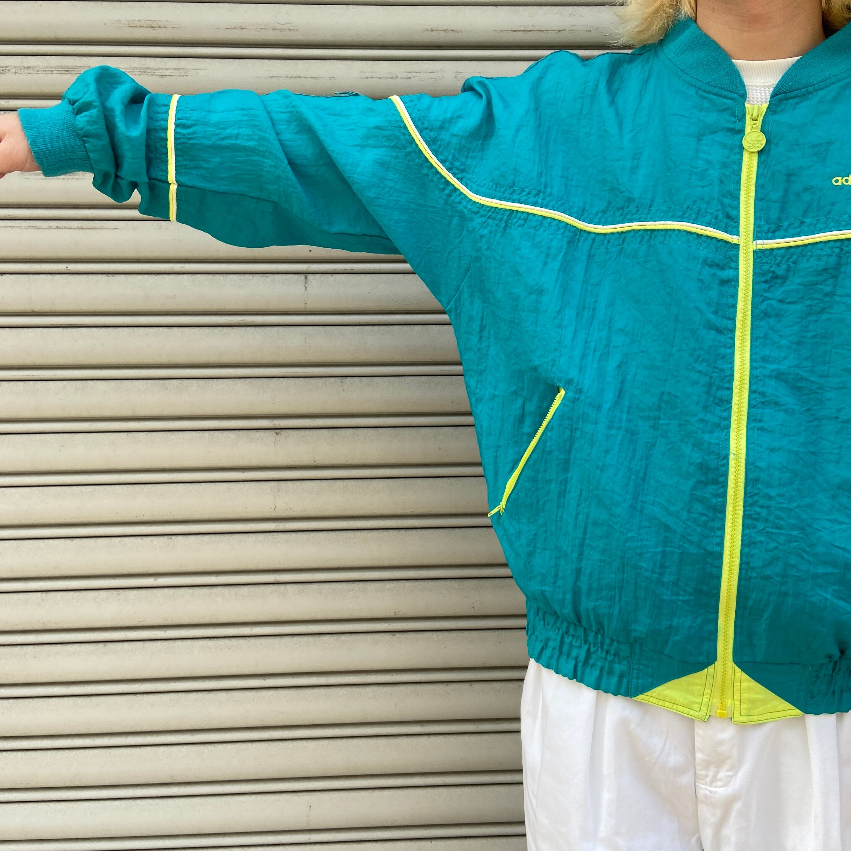 希少デザイン　80s　adidas　ナイロンジャケット　4ポケット　L　韓国製 adidas - 【adidas】希少 80s ナイロンジャケット 黒白 古着