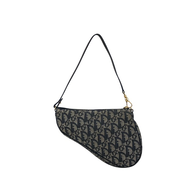 Christian Dior クリスチャン ディオール ハンドバッグ ネイビー トロッター ジャガード ミニバッグ アクセサリーポーチ vintage ヴィンテージ オールド szr3xn