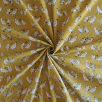 ブロックプリント生地【50cm単位】インド綿  Bird柄 イエロー #53310-YL1