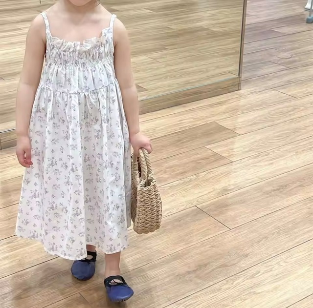 【取寄】胸元のフリルギャザーがかわいすぎる花柄キャミソールワンピース