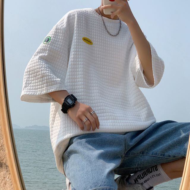 予約販売】Tシャツ メンズ エンボス ワッフル Tシャツ トップス