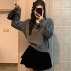 Sequin Bow Loose-Fit Knit Top