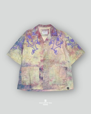 23 PINK TIE-DYE FLORAL SHORT-SLEEVED SHIRT