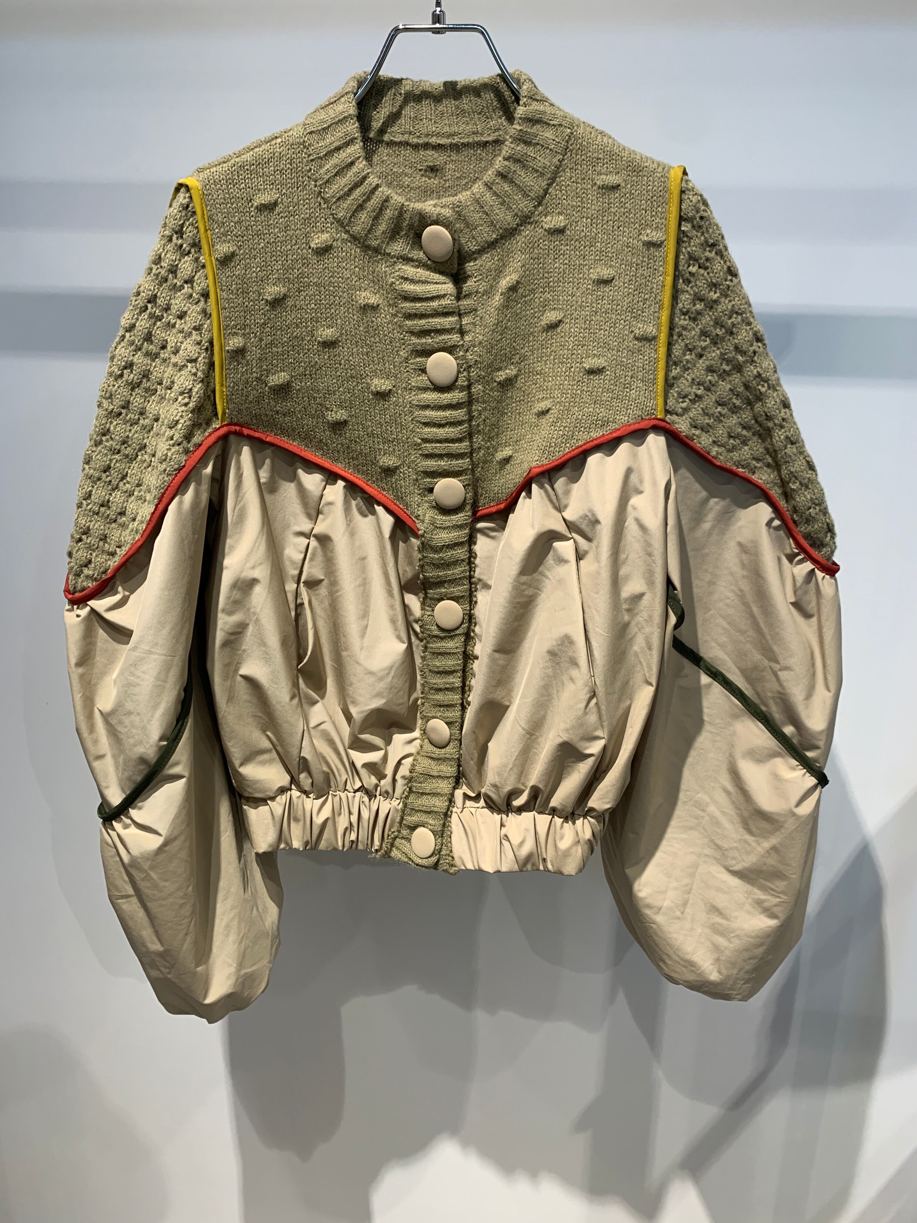 nylon docking color piping cardigan