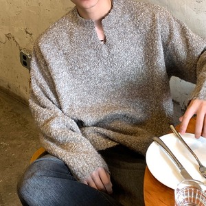 レトロVネックルーズシンプルニット　1081