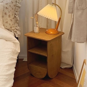 half moon side table / ハーフムーン サイドテーブル ウッド 棚付き 原木 韓国 インテリア 雑貨