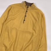 カシミヤ100% SIMPLE LIFE シンプルライフ ハーフボタン ハーフジップ ニット セーター M/イエロー メンズ