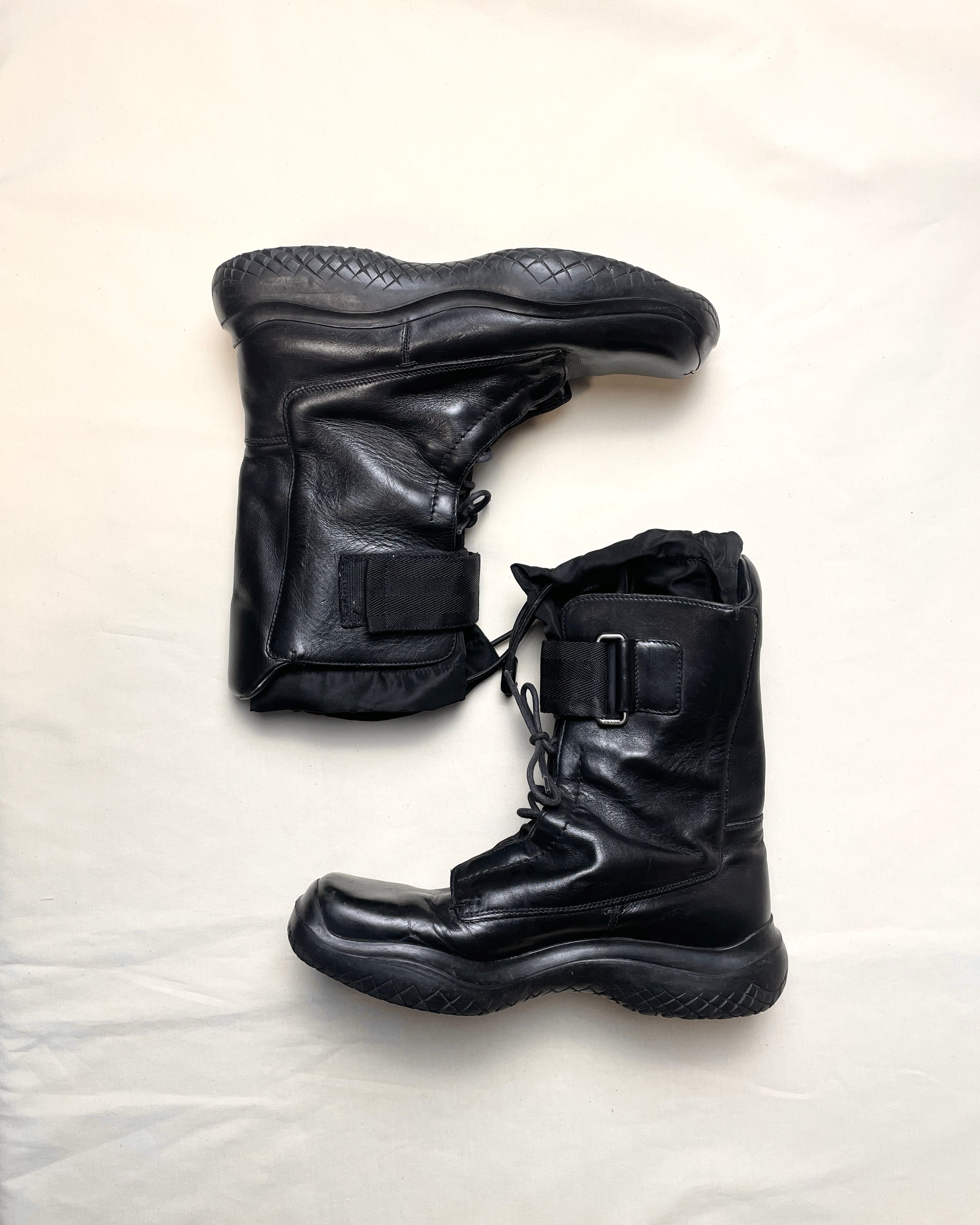 F/W1999 Prada - Square Toe Technical Motorcycle Boots | PAY ID