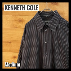 【KENNETHCOLE】ストライプシャツ 柄シャツ 長袖シャツ M US古着