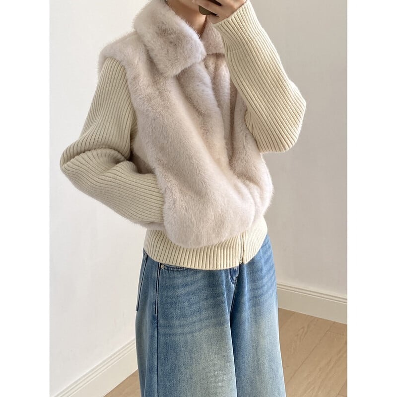 eco-fur knit jacket 10886