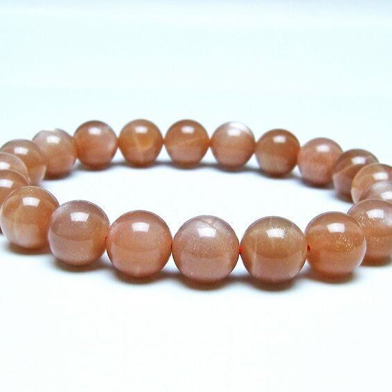 オレンジムーンストーン ブレスレット 10mm 一点物 メール便可 [M便 1/10] 111-48529