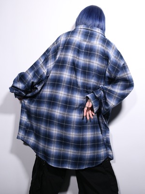 XXXB super over silhouette blue ombre check shirt