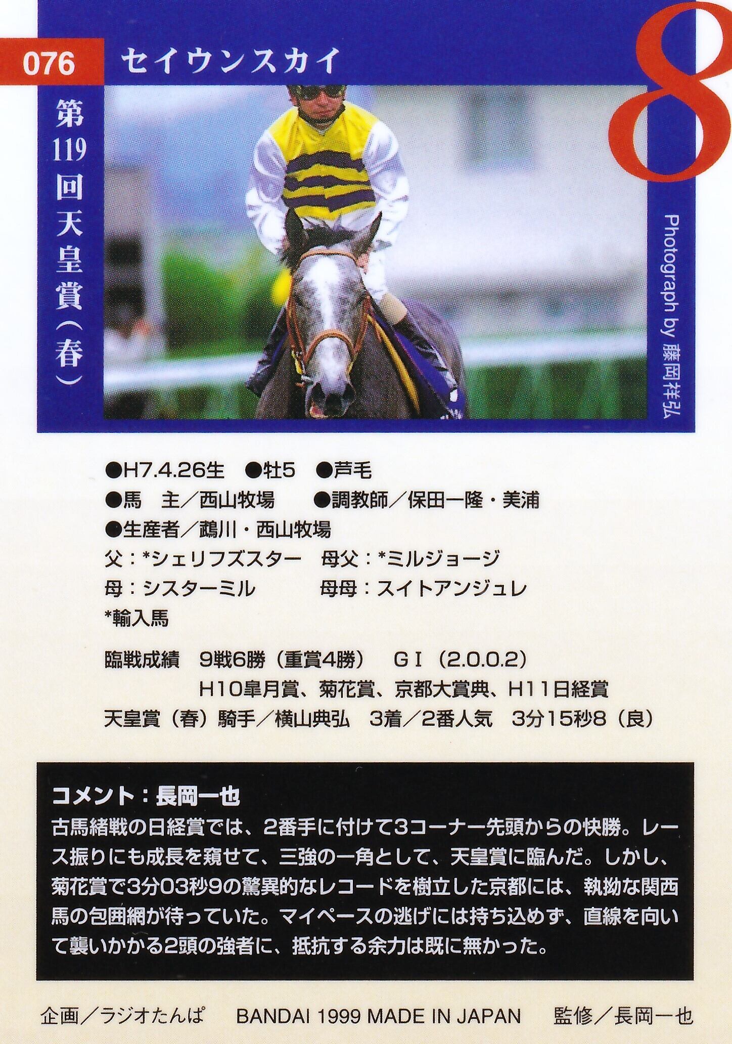 セイウンスカイ：第119回 天皇賞(春)出走馬「サラブレッドカード 99年