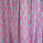 ブロックプリント生地【50cm単位】インド綿 小花柄 水色×ピンク #39077-BL2