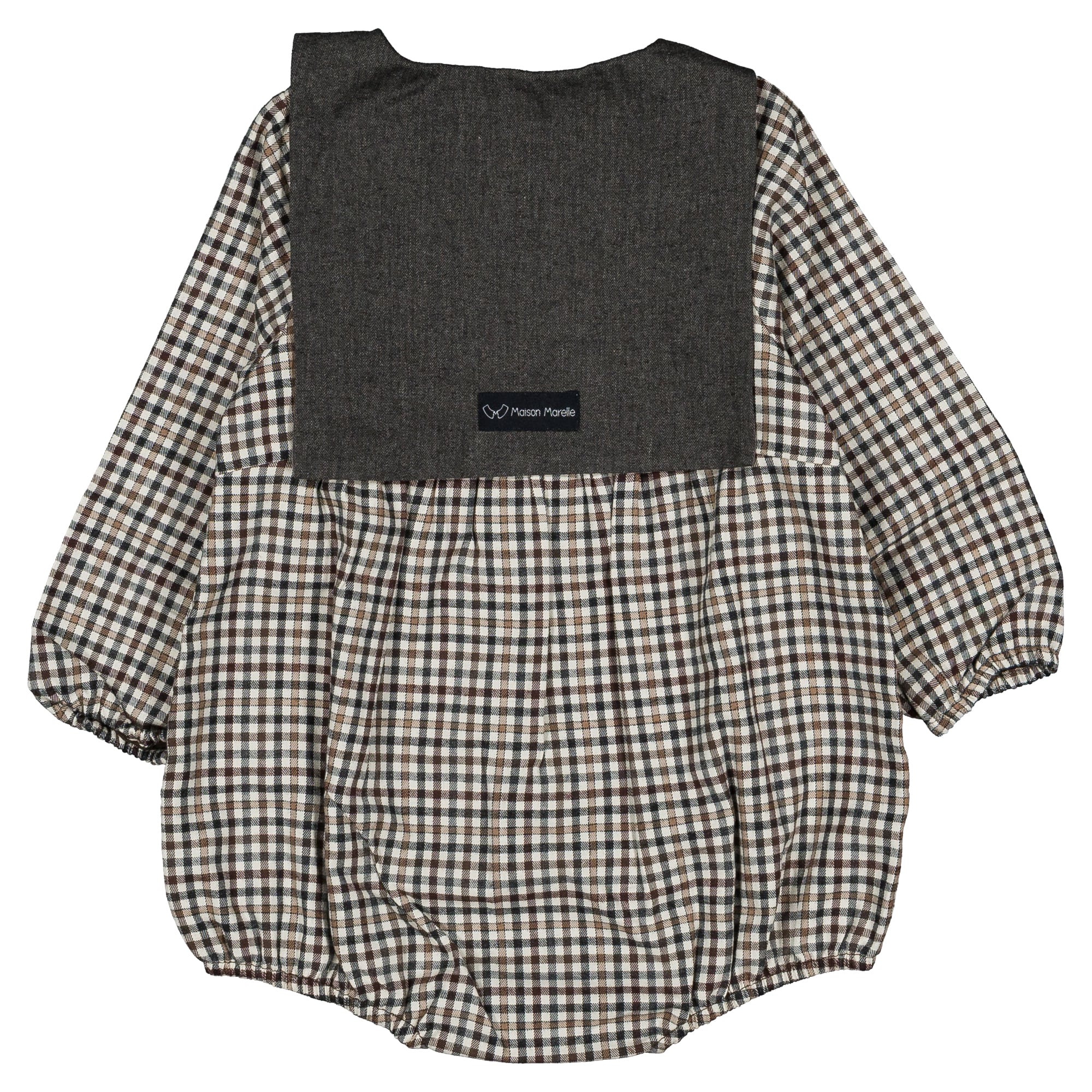 【予約/送料無料】Romper BAC- gingham beige&gray  / Maison Marelle