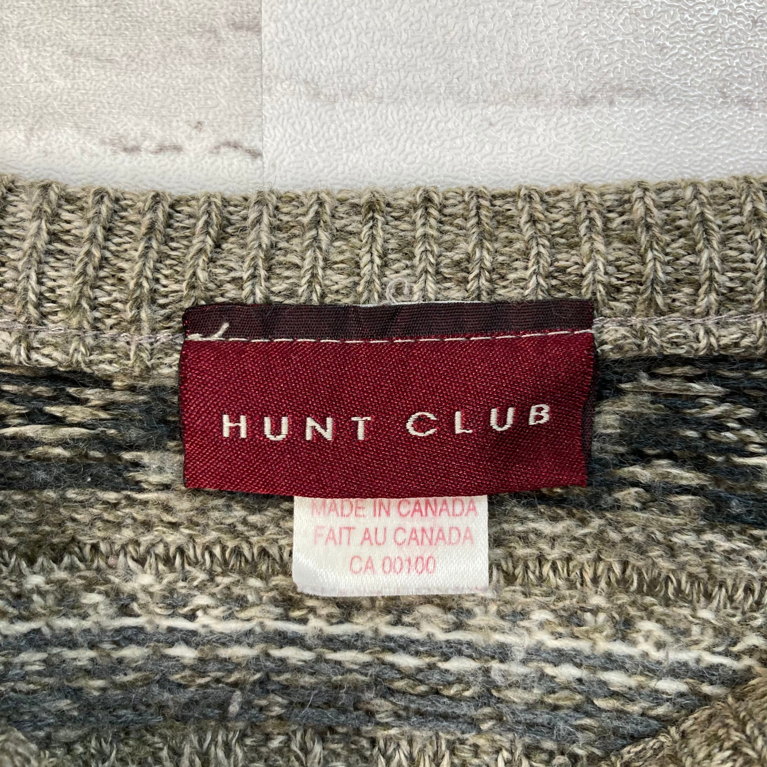 【HUNT CLUB】Design Knit XL Made in CANADA デザインニット 総柄ニット セーター カナダ製 アメリカ USA 古着