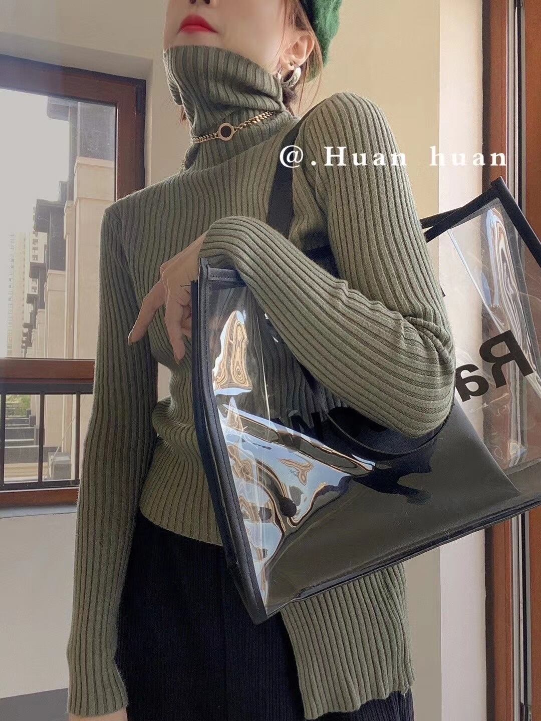 アシメヘム リブタートルネックニット　AJ111-B07