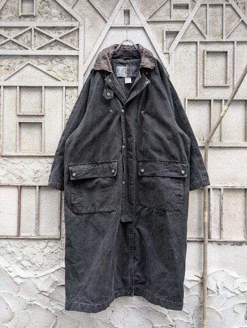 "BLACK DENIM LONG COAT"