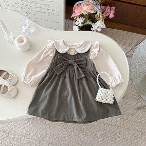 【BABY&KID】春作リボン付きサロペットワンピース