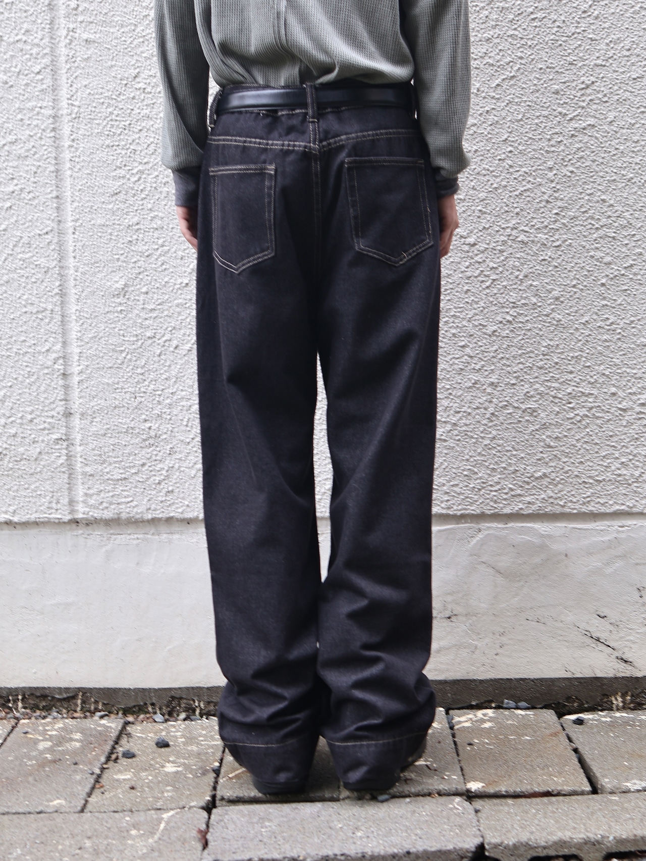 wide straight denim pants