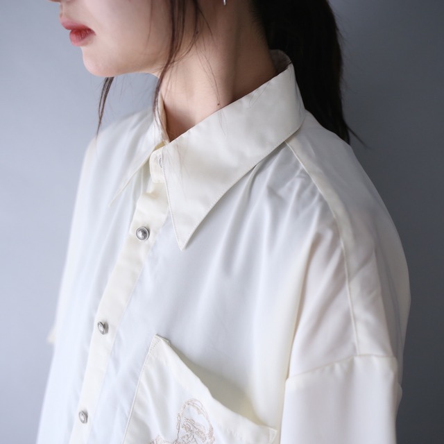 "刺繍" front and back design over silhouette h/s shirt（dead stock）