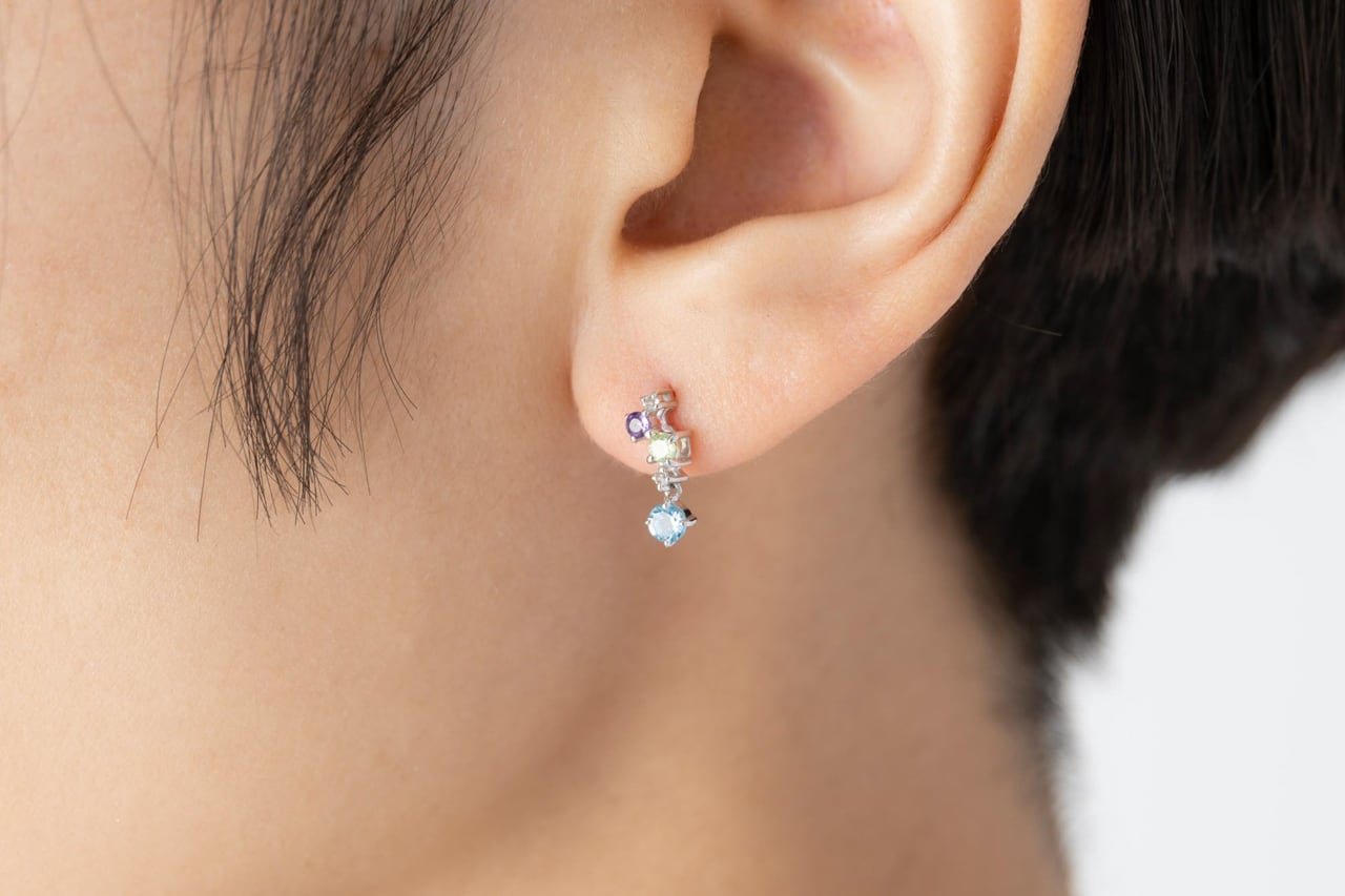 ブルートパーズ マルチ天然石×WGピアス | 中村江里子セレクション 