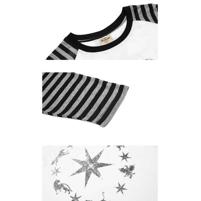 スターアニマルグラフィックボーダーラグランTシャツ 1col   R02534