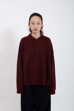 Zipup knit polo shirt (BROWN) | TTTMSW