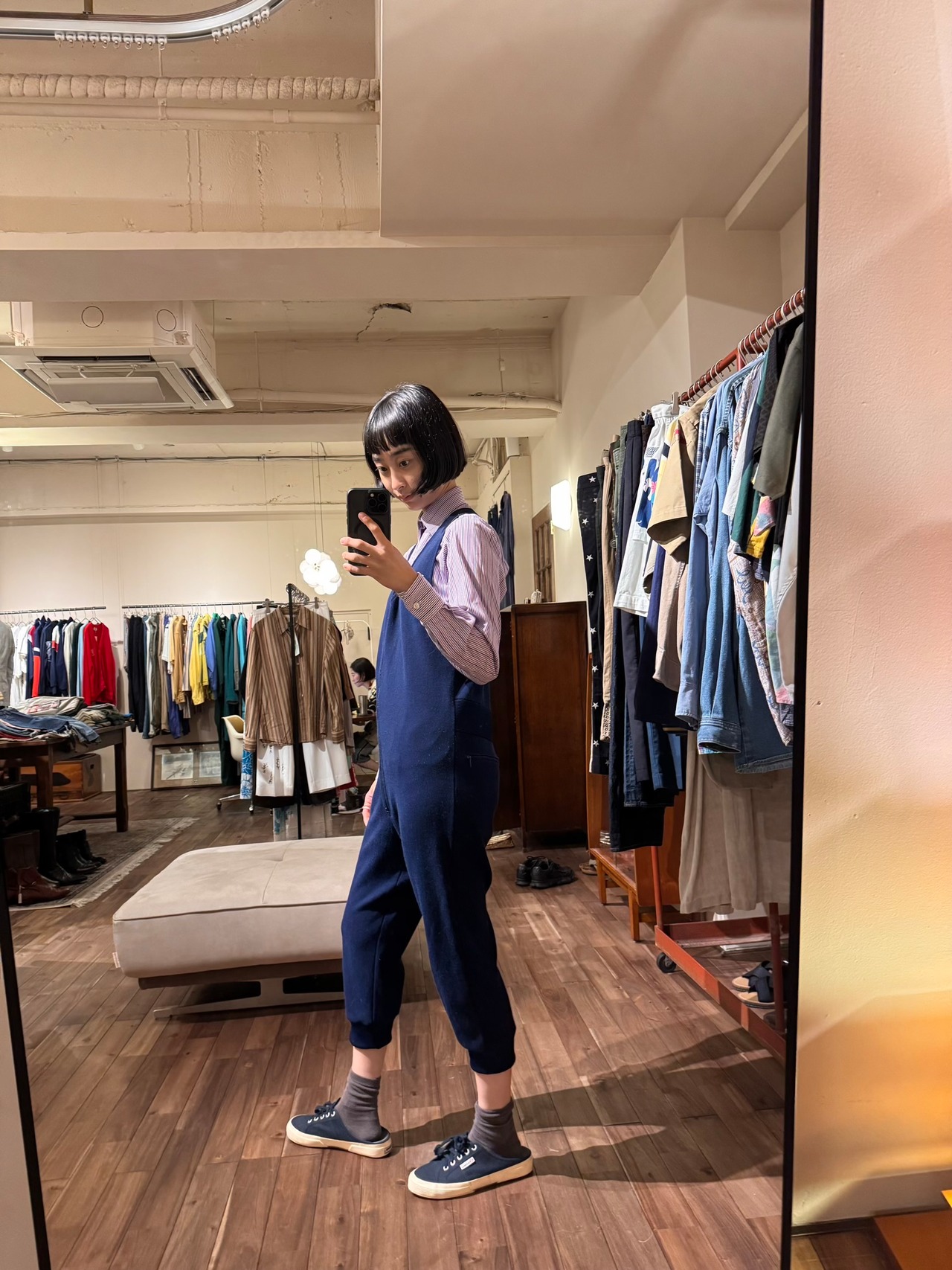 UNITED ARROWS UK パープルストライプシャツ