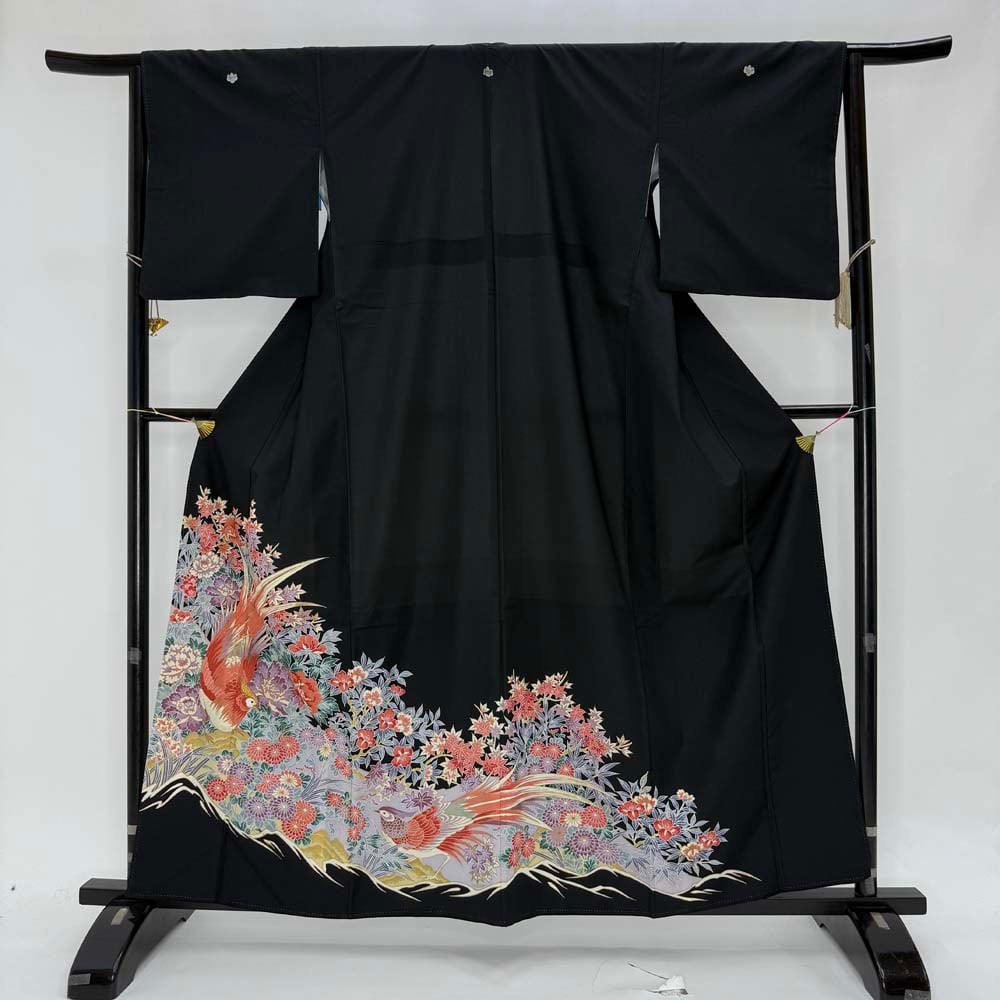 1000円台着物 黒留袖 リサイクル着物 安い リメイク 中古 礼装 ポリエステル リユース 4952