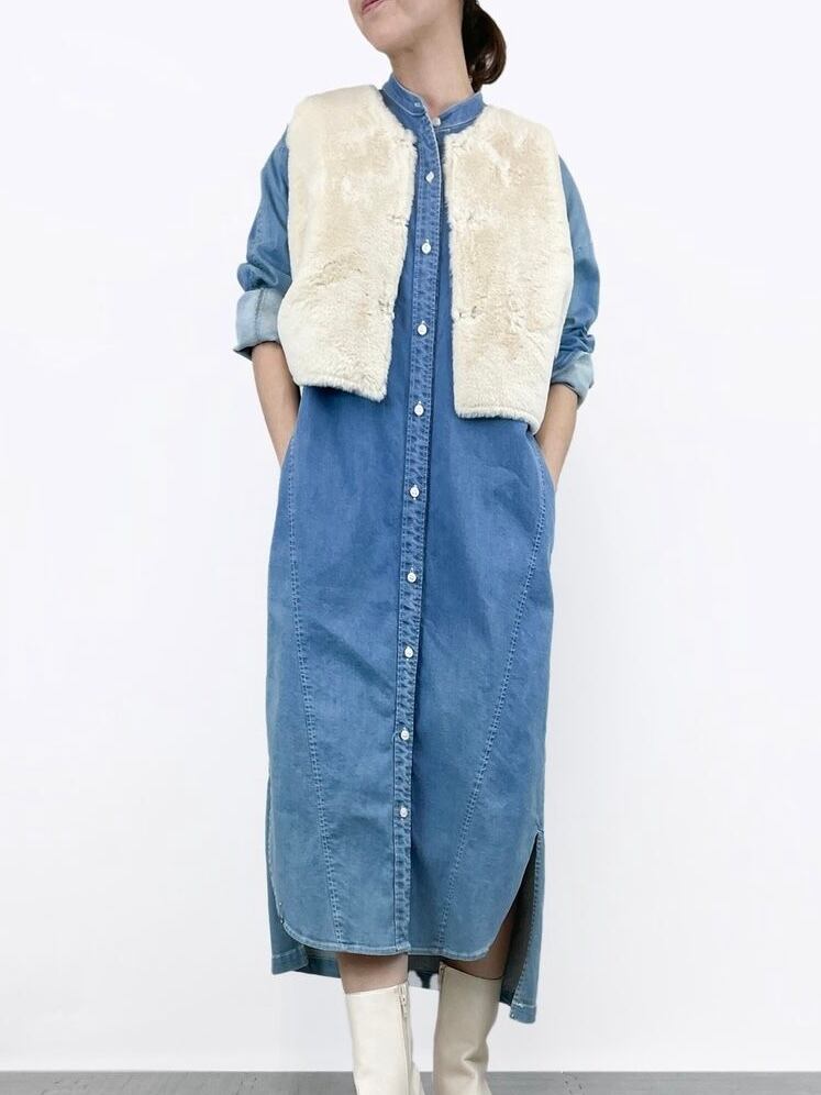 QTUME クチューム size38 フェイクファー 人工毛皮 ネイビー