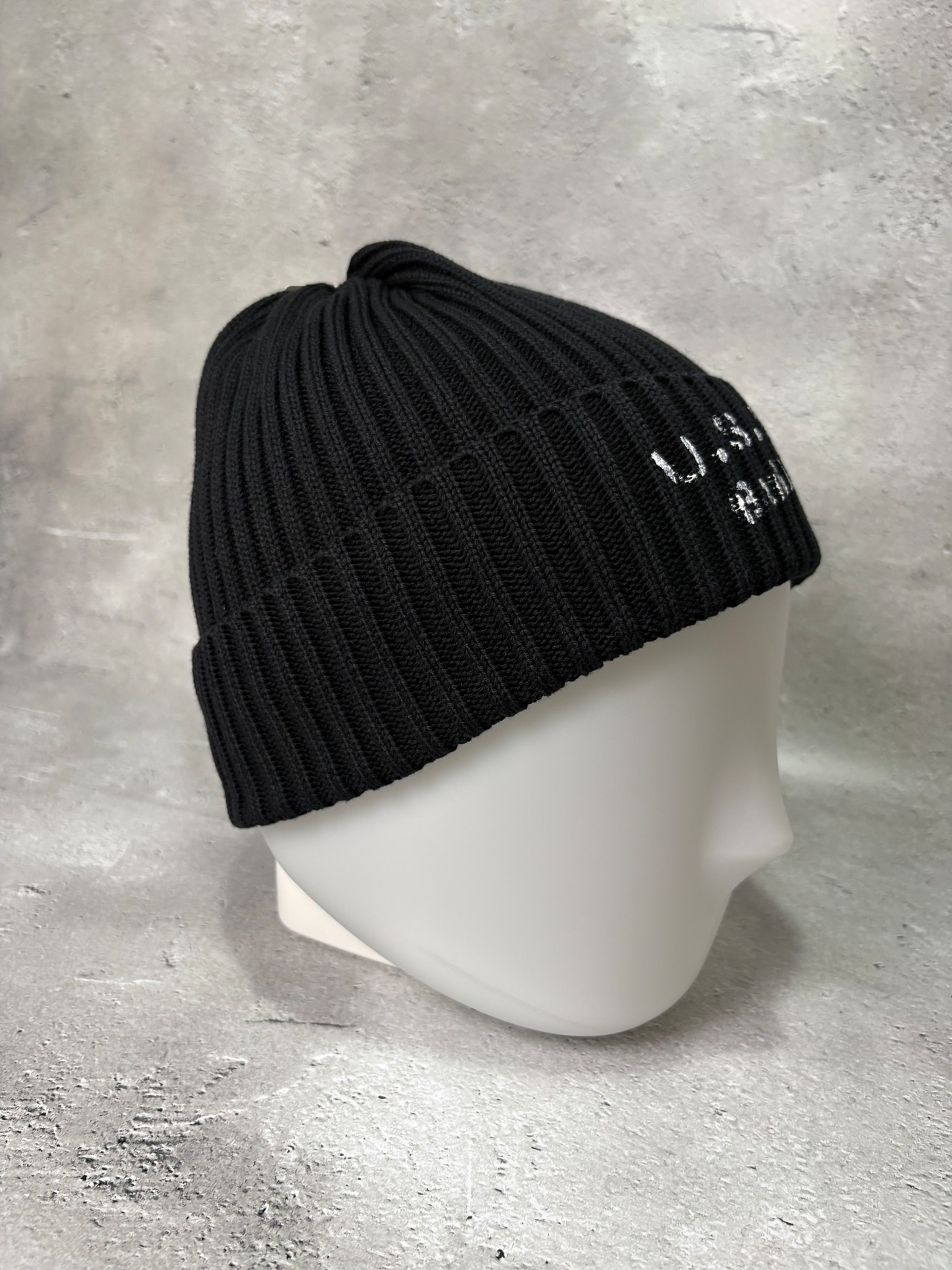 AVIREX / アヴィレックス SURPLUS STENCILPRINT COTTON KNITWATCH ニット帽 ワッチ ブラック