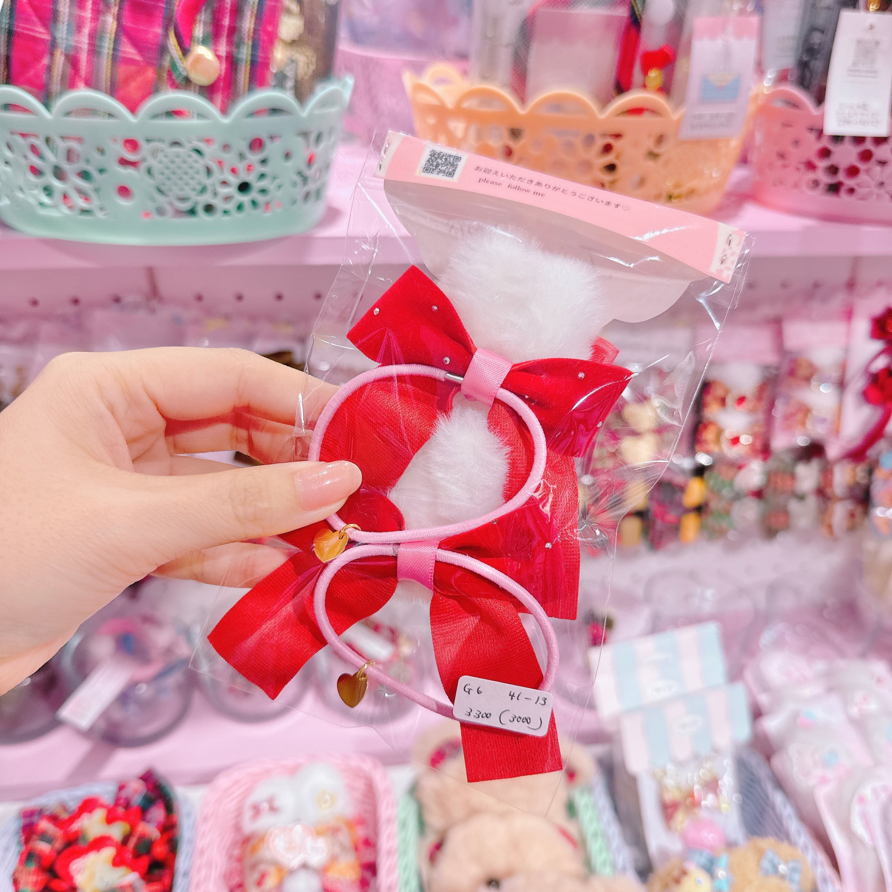 【G6】41-13モグモグちゃんベロアツインヘアクリップ