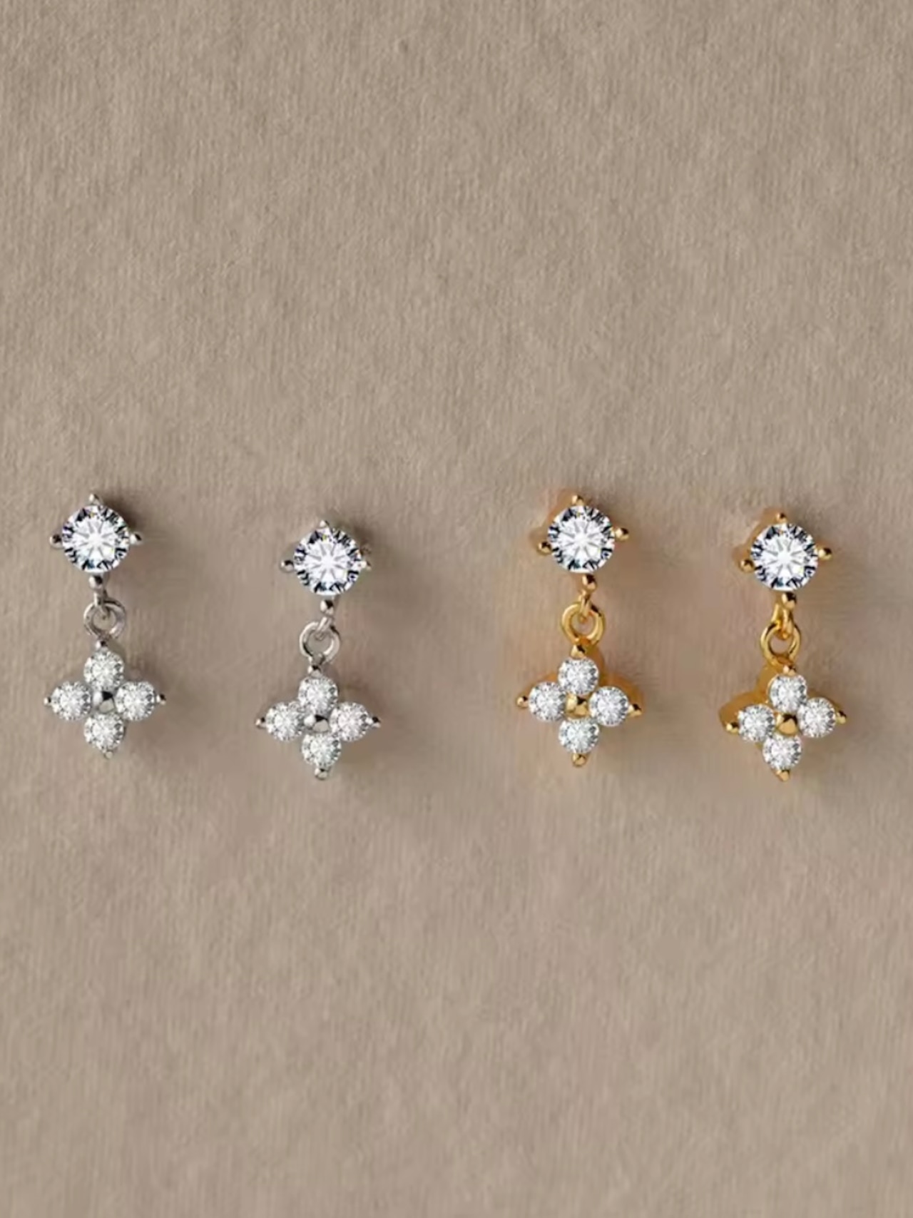 SS ジルコンフラワードロップピアス