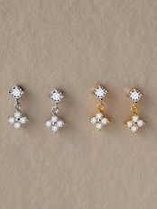 SS ジルコンフラワードロップピアス