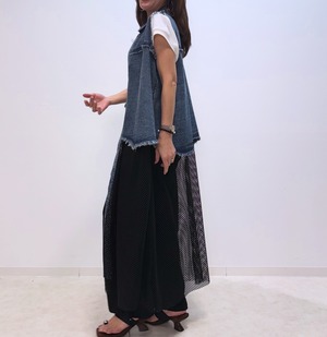 ミカーレミカーレ MICALLEMICALLE デニムメッシュドッキングベスト