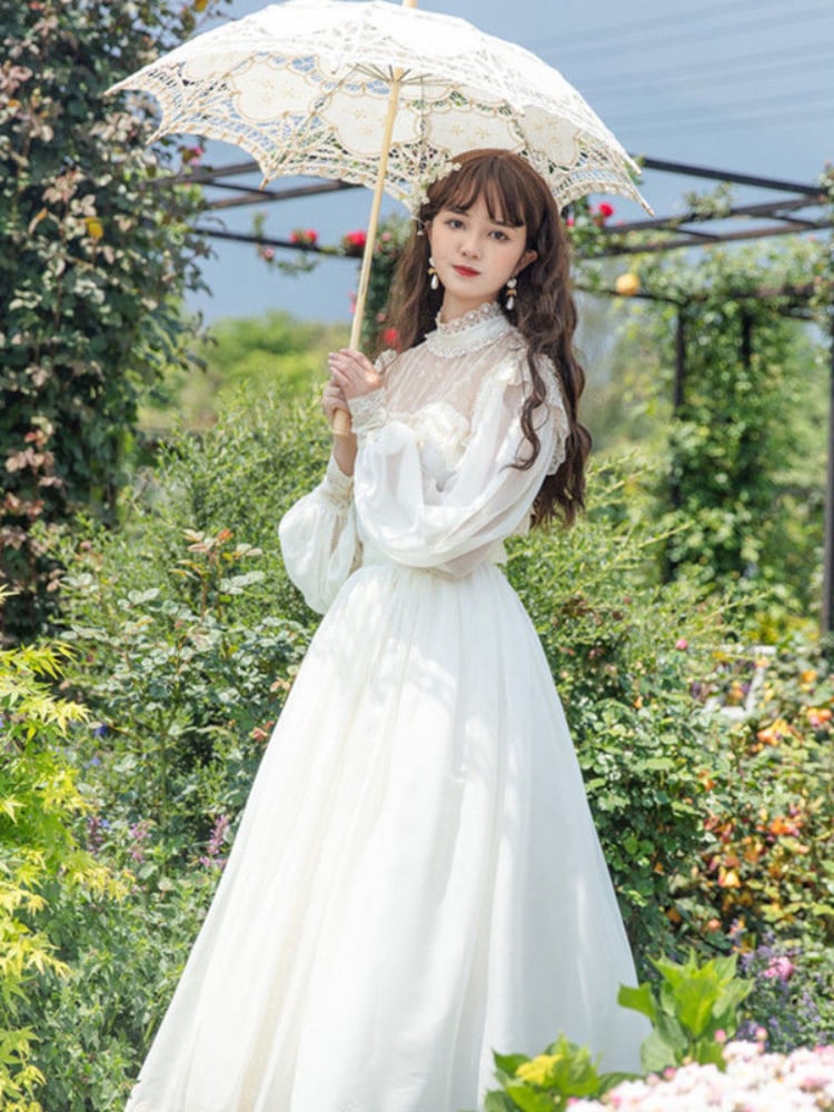 HOUZHOU ヴィンテージロリータドレス甘い女性レースパッチワーク妖精ドレスシフォン長袖ローブ ロング 大人ガーリー スウィート キュート  カジュアル ビンテージ ロリータ 0059610902847490 | BAE ON FLEEK　ファッション・インテリア・雑貨・ホビー  powered by