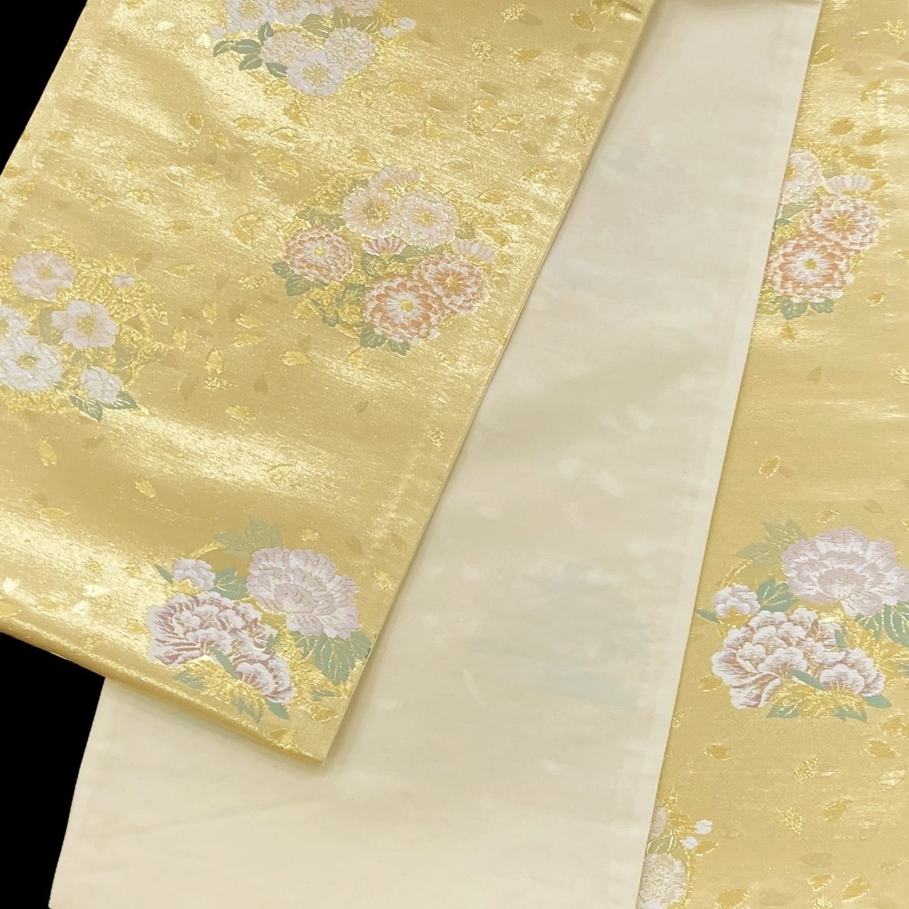 袋帯　佐々木織物謹製　花百扇　六通柄　西陣　正絹　日本製　未仕立て