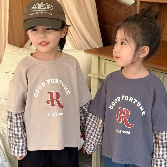 【取寄】カジュアルコーデはこれに決まり!レイヤードチェックカットソー